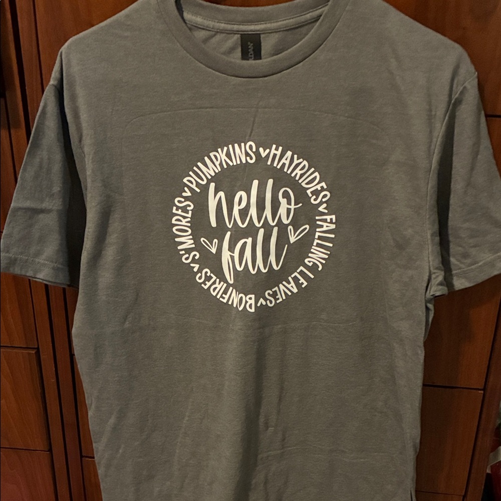 Gildan Gray Short Sleeve Tee - Hello Fall Design